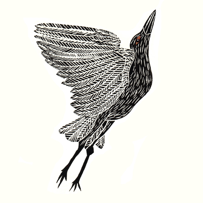 Flying: Linocut by Cally Trench