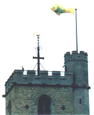 Yellow Fish flying from Carfax Tower