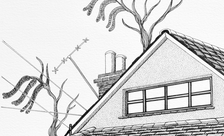 Swan Road with willow pattern tree by Cally Trench