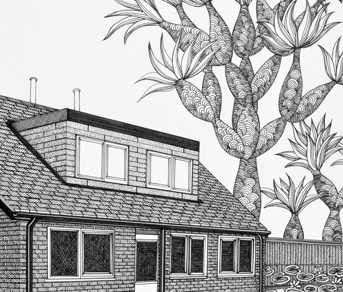 Timberfields Road with Bosch tree by Cally Trench